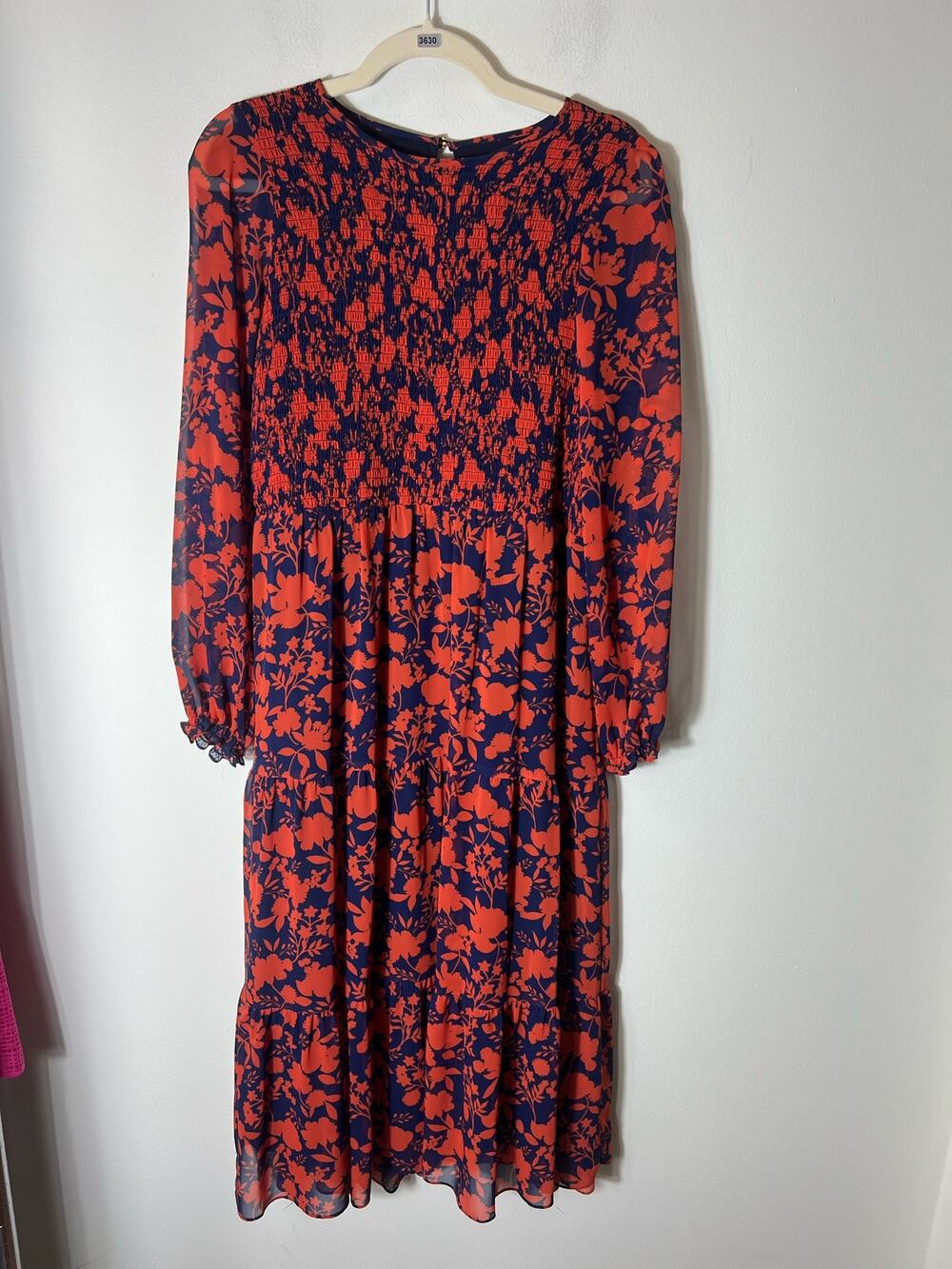 Julia Jordan Orange and Navy Midi Dress Sz 8